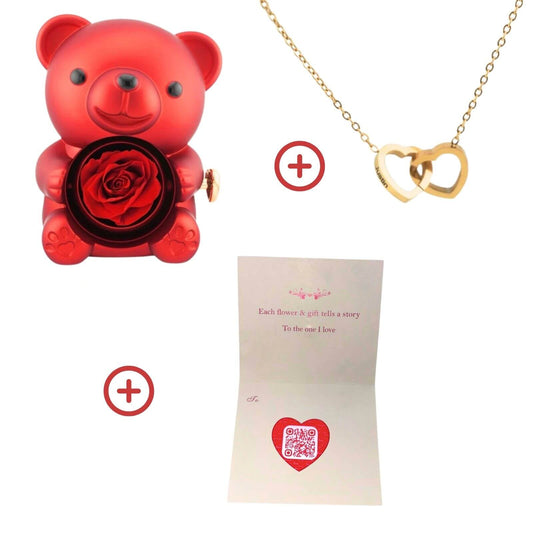 Ours Rose Éternelle™ + QR Code d'amour